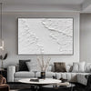 Plaster Painting Art White Minimalist Painting White Canvas Wall Art Large Artwork For Bedroom 