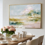 Abstract Coastal Landscape Painting With Textured Brushwork For Modern Home Decor
