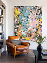 Vibrant Modern Abstract Art With Rich Textured Oil Painting For Contemporary Living Room Decor