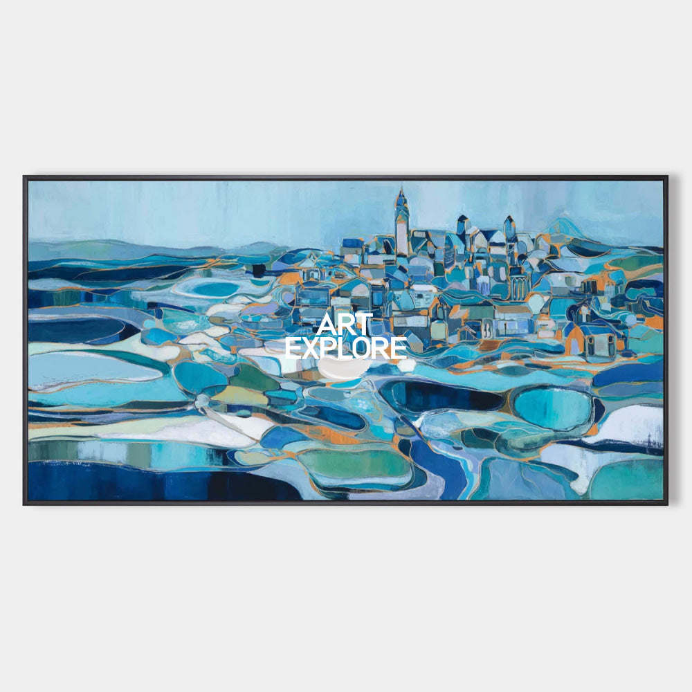 Original Coastal Seascape Painting With Impressionist Style For Modern Living Room Decor