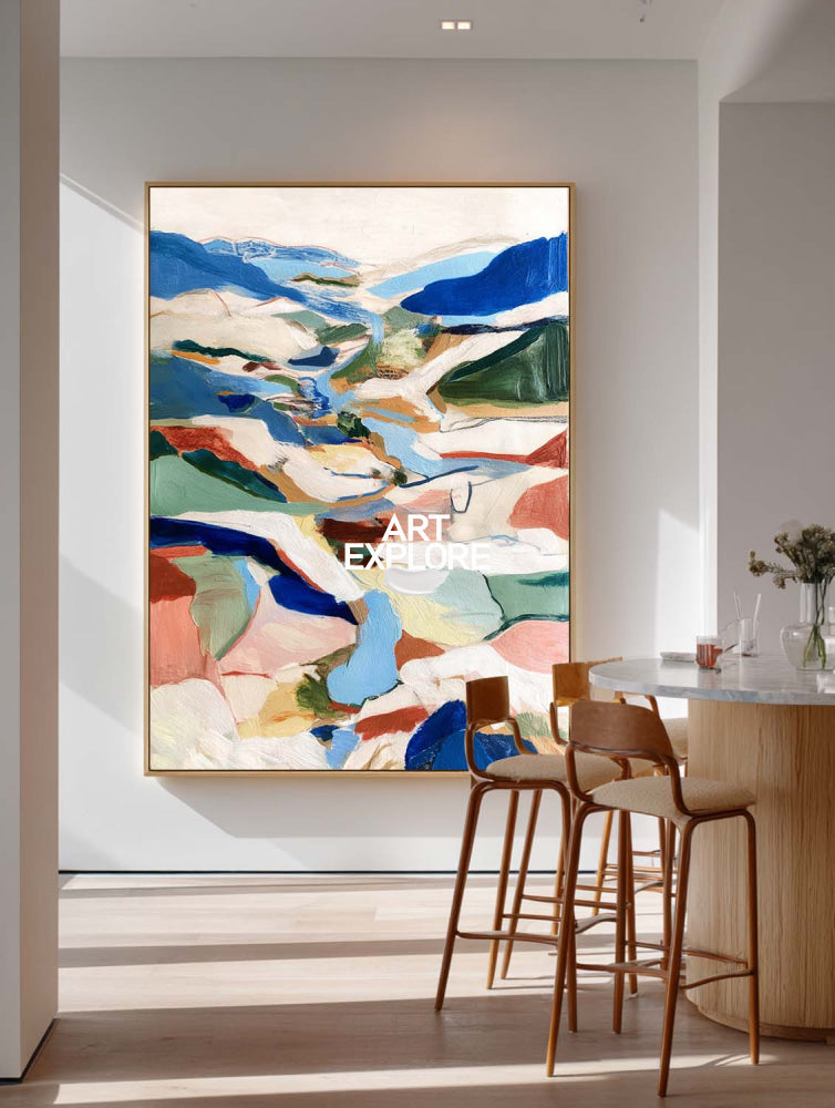 Hand Painted Textured Canvas Art With Earthy Colors And Modern Design
