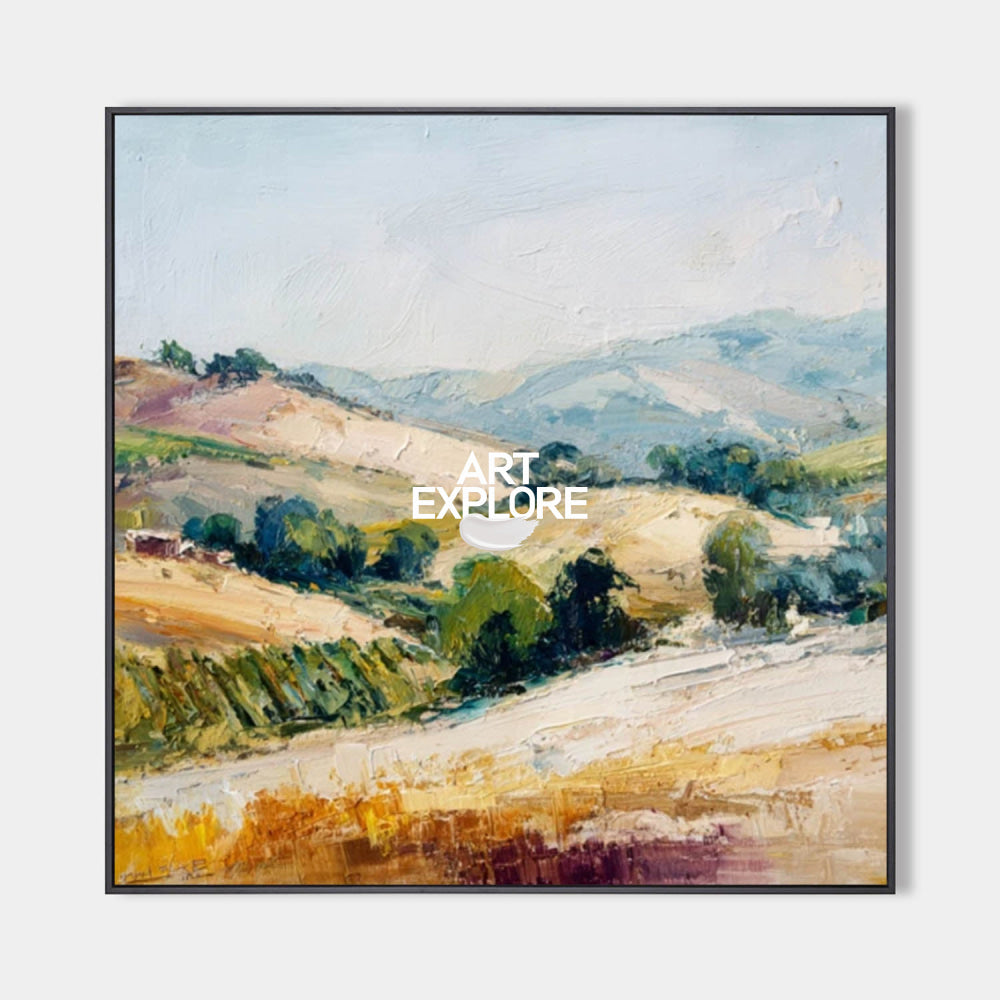 Abstract Hillside Artwork With Organic Shapes And Earthy Palette For Contemporary Interiors
