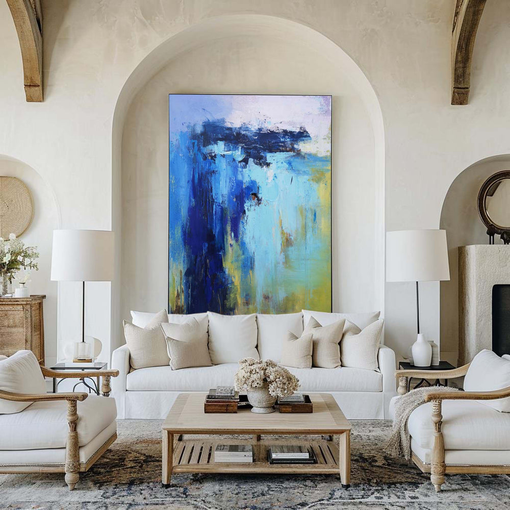 Large Abstract Coastal Canvas Art  Acrylic Abstract Beach Painting On Canvas For Living Room