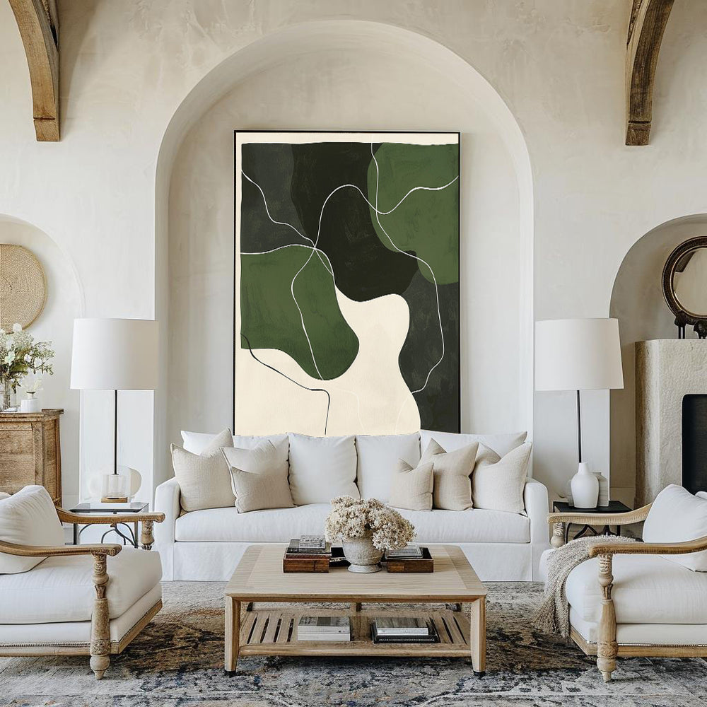 Green And White Wall Art Green Textured Canvas Painting Large Green Minimalist Wall Art For Sale