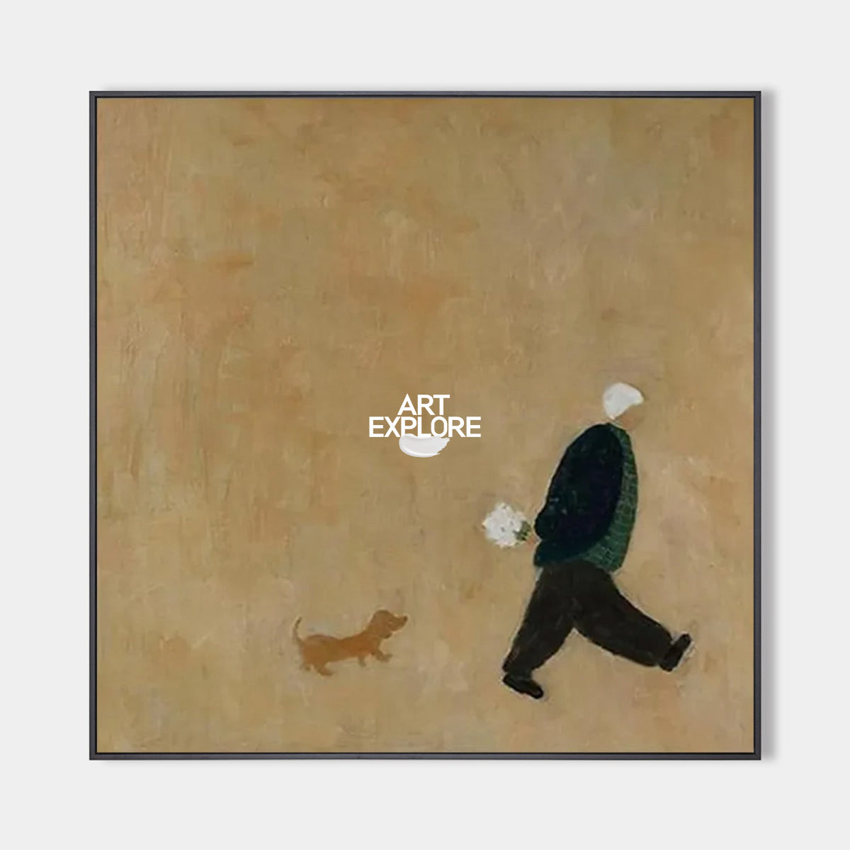 Modern Abstract Painting With Dog Figure For Contemporary Home Decor