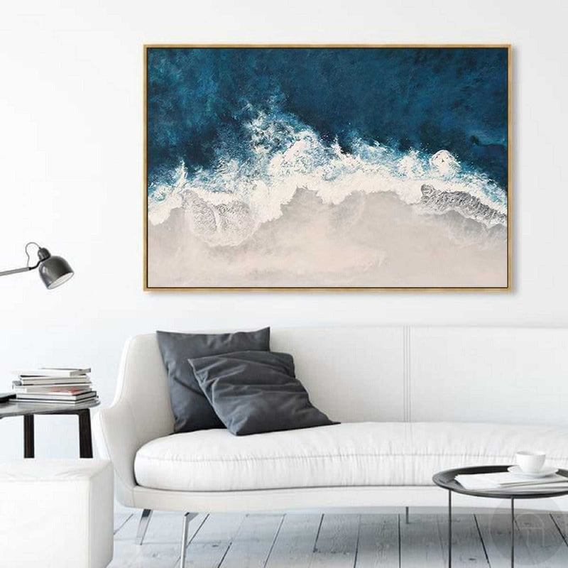 Extra Large Beach Canvas Art Abstract Coastal  Wall Art Modern Seascape Paintings