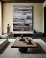 Large Vertical Abstract Art In Acrylic Brown Abstract Painting For Sale
