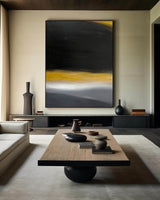 Black And Gold Minimalist Painting Modern Abstract Extra Large Oil Painting On Canvas Livingroom Wall Decor Art