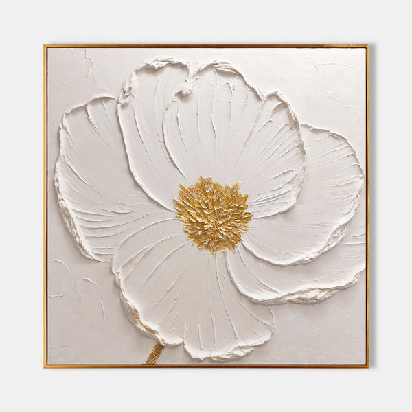 3D White Flower Abstract Painting Minimalist Abstract Art On Canvas Modern Flower Painting Painting For livingroom