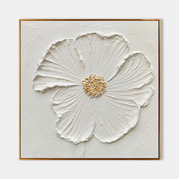 3D White Flower Abstract Painting Minimalist Abstract Art On Canvas Modern Flower Painting Painting For livingroom