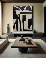 Modern Abstract Wall Art Extra Large Acrylic Painting Black Line Abstract Painting For Sale