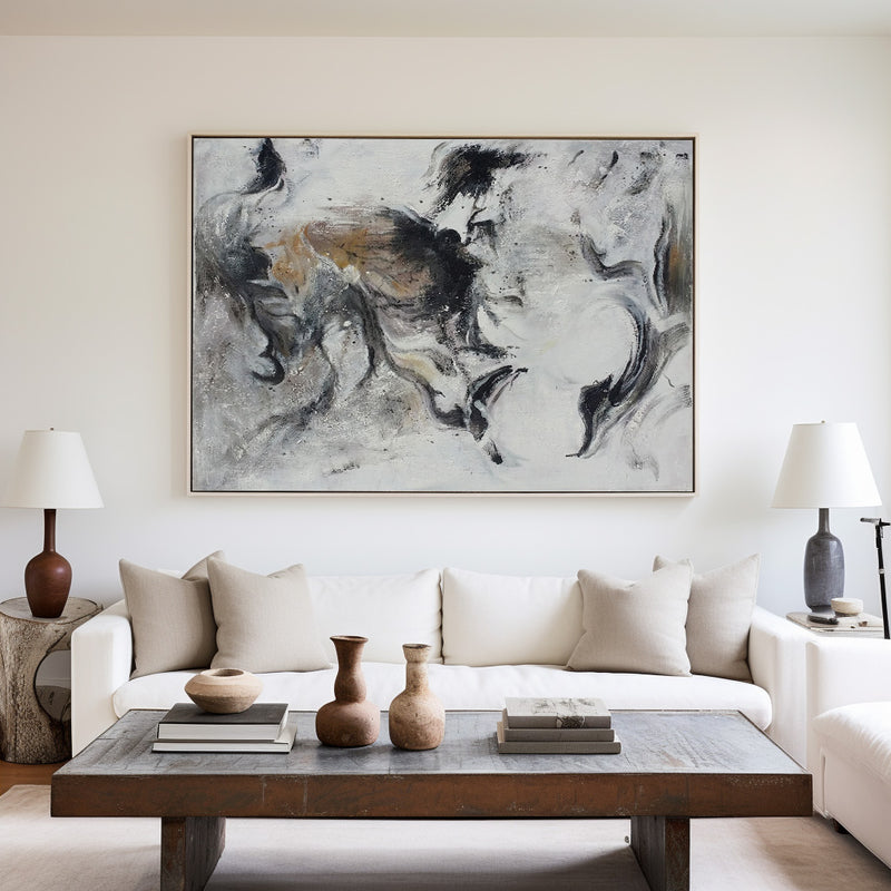 Black And White Abstract Art Large Modern Abstract Canvas Painting