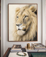 Majestic Lion Portrait Painting Textured Neutral Wall Art For Modern Living Room