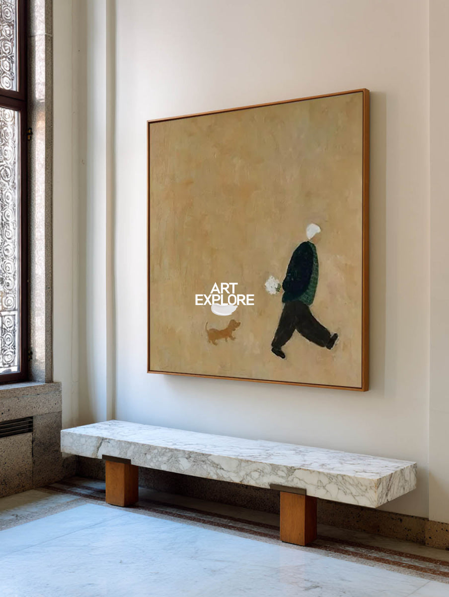 Modern Abstract Painting With Dog Figure For Contemporary Home Decor