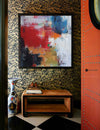 Red Abstract Canvas Art Modern Colorful Canvas Painting Red Square Canvas Painting 