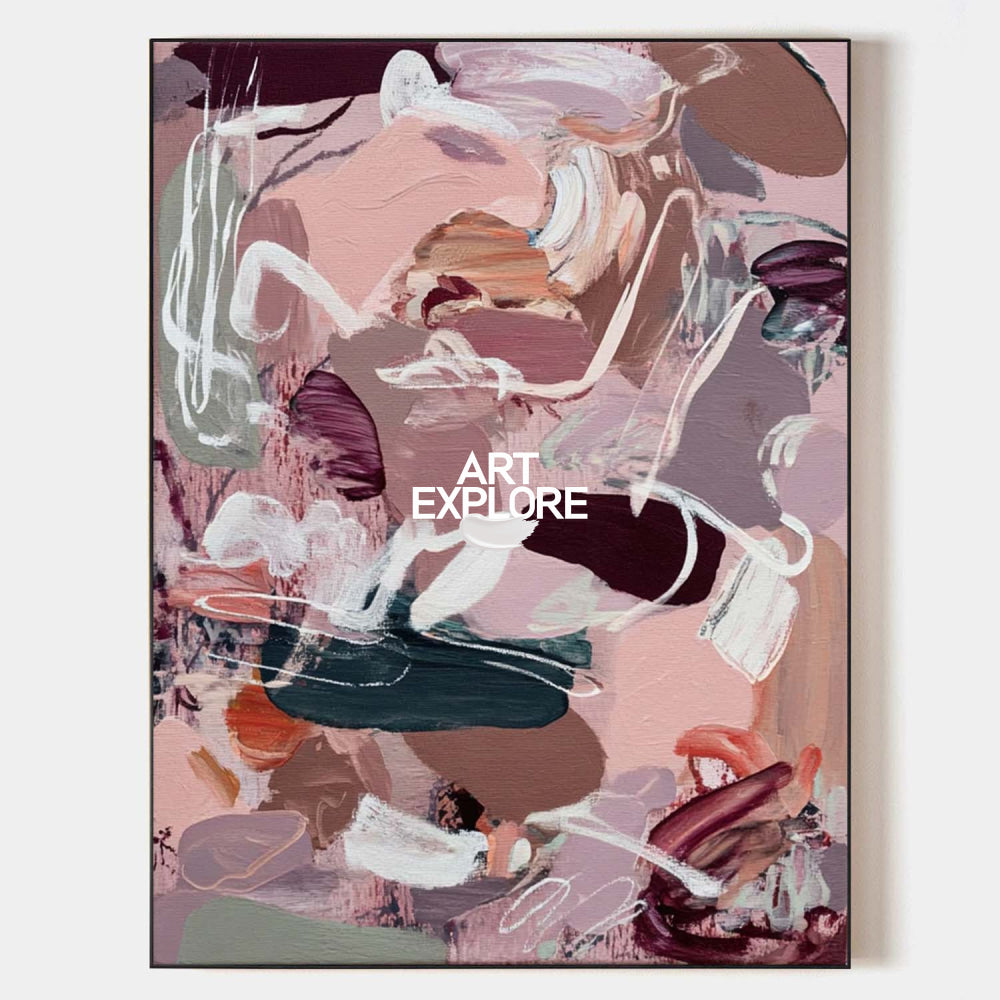 Textured Abstract Expressionist Art In Pink And Purple Tones