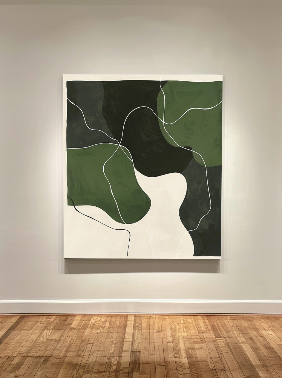 Green And White Wall Art Green Textured Canvas Painting Large Green Minimalist Wall Art For Sale