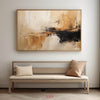 Modern large tan and brown abstract painting, black and beige acrylic painting for sale