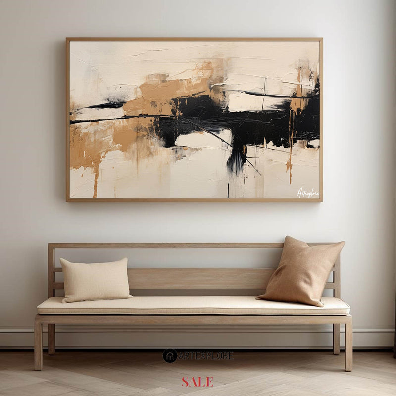 large abstract painting black and beige palette knife oil painting thick textured paintings