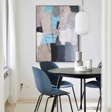 Blue Grey Abstract Geometric Painting For Sale, Geometric Acrylic Painting, Modern Abstract Art