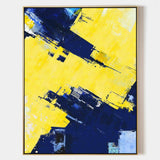 Original Texture Palette Blue Yellow Abstract Oil Painting On Canvas Abstract Painting With Palette Knife