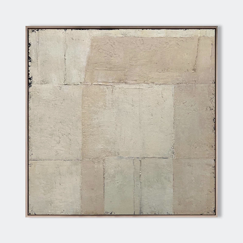 Wabi-sabi Beige Minimal Painting Beige Abstract Wall Art Earth Tone Canvas Art For Sale