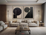 Modern Diptych Black White Minimalist Art Paintings Set of 2 Minimalist Canvas Wall Art