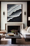 Black And White Plaster Painting Black Seashore Wall Art Painting Plaster Textured Art Painting