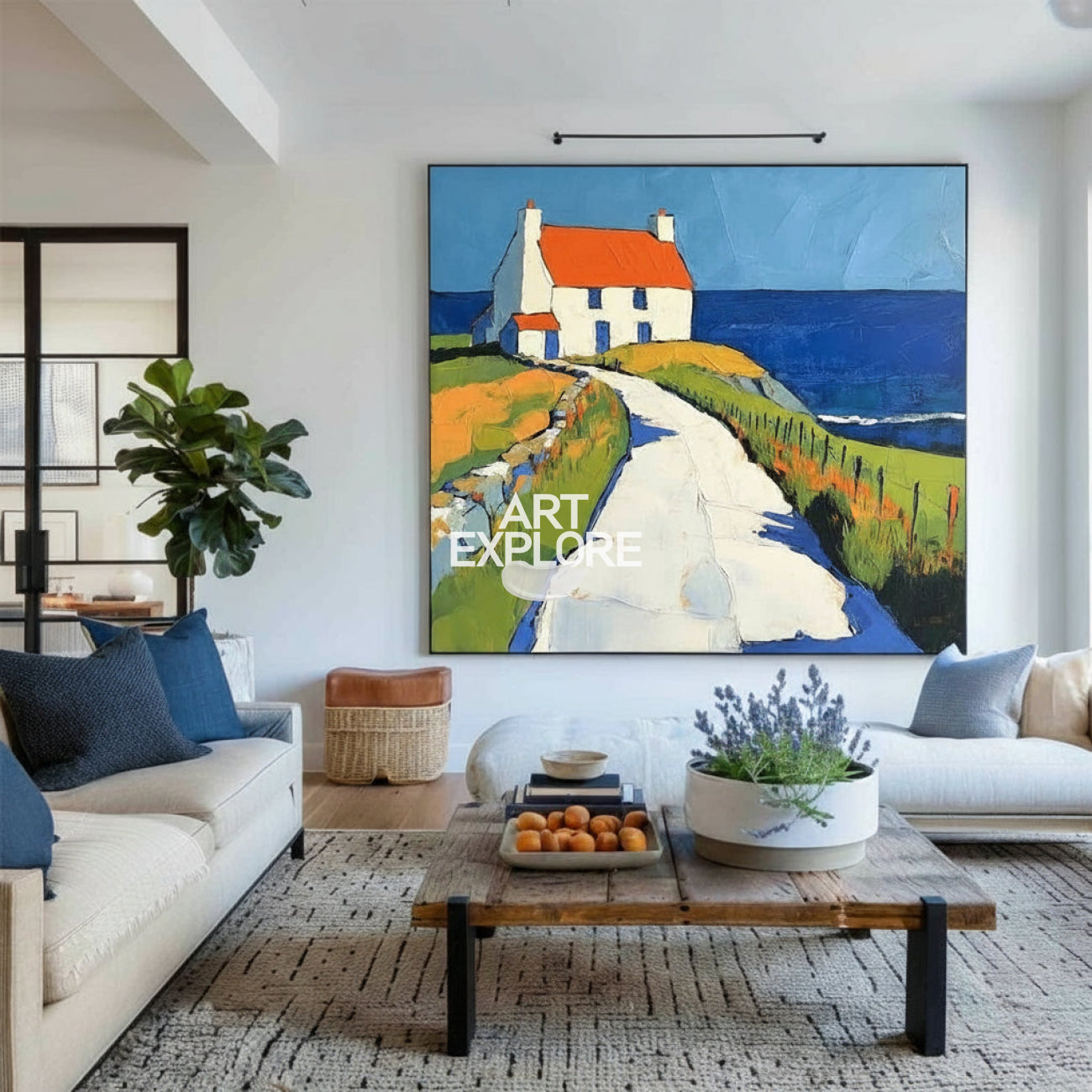Abstract Countryside Modern Countryside Textured Canvas Art Large Countryside View Painting ...
