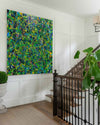 Green Wall Art Green Bold Textured Painting Large Pollock Art Green Canvas Art Green Square Wall Art