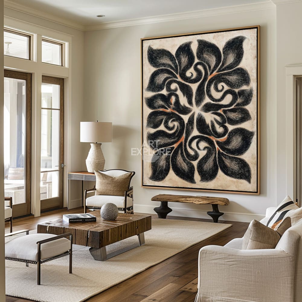 Boho Beige Black Art #ABAV649