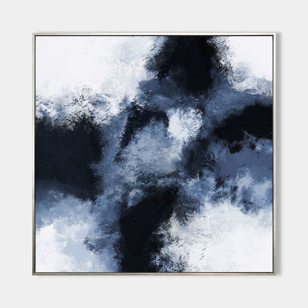 Textured Blue And Black Abstract Painting Dark Blue Wall Art Oversized Wall Art