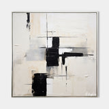Black And White Abstract Minimalist Painting Large Canvas Wall Art For Sale