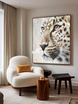 Abstract Leopard Painting In Neutral Tones For Modern Living Room Decor
