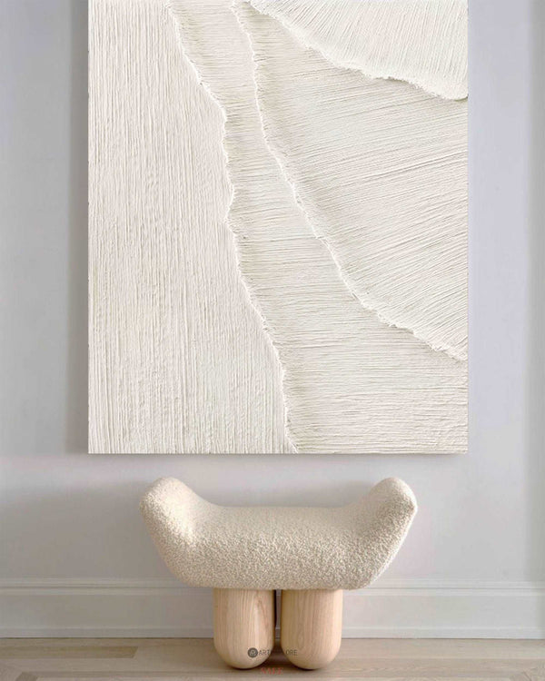 3D White Wall Art Textured Art White Plaster Wall Art White Abstract Art Minimalist Painting