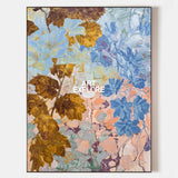 Original Blue And Gold Botanical Abstract Art Painting For Modern Home Decor