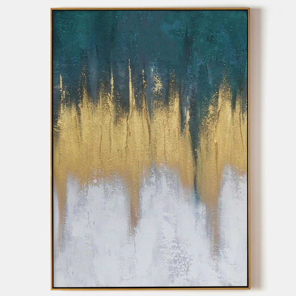 Abstract Blue And Gold Canvas Painting Large Original Acrylic Abstract Canvas Art Modern Abstract Painting 