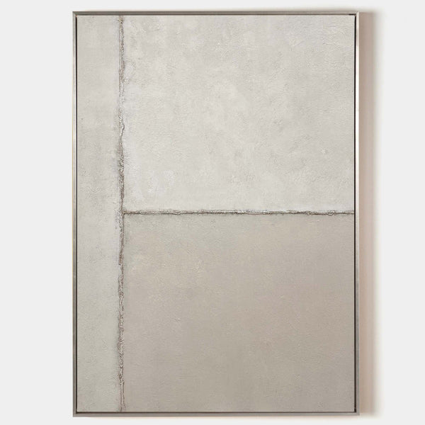 Modern White and Beige Textured Minimalist Wall Art, Large Abstract Canvas Wall Art, Beige Painting