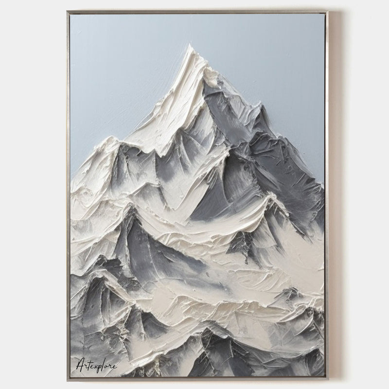 Snow Mountain Painting Rich Textured Mountain Art White Snow Mountain Landscape Painting