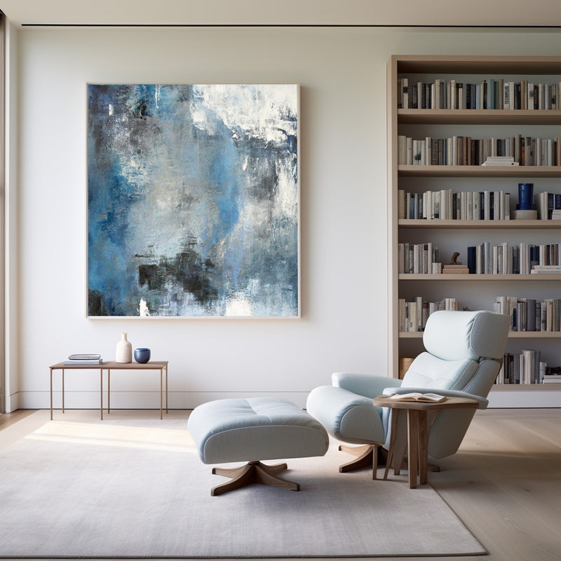 Oversize Blue Abstract Canvas Art Original Abstract Paintings For Sale