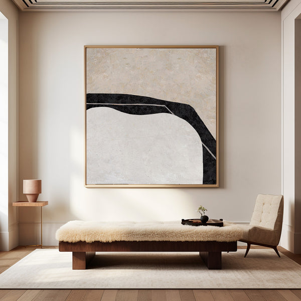 Modern Minimal Wall art large Contemporary Wall art Black Beige White Art