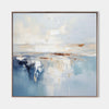 Modern Blue Palette Knife Painting For Livingroom Minimalist Wall Art Blue And White Framed Painting