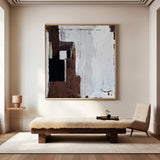 Brown Abstract Wall Art Brown Canvas Art Minimalist Painting Brown and White Minimalist Art Interior Wall Art
