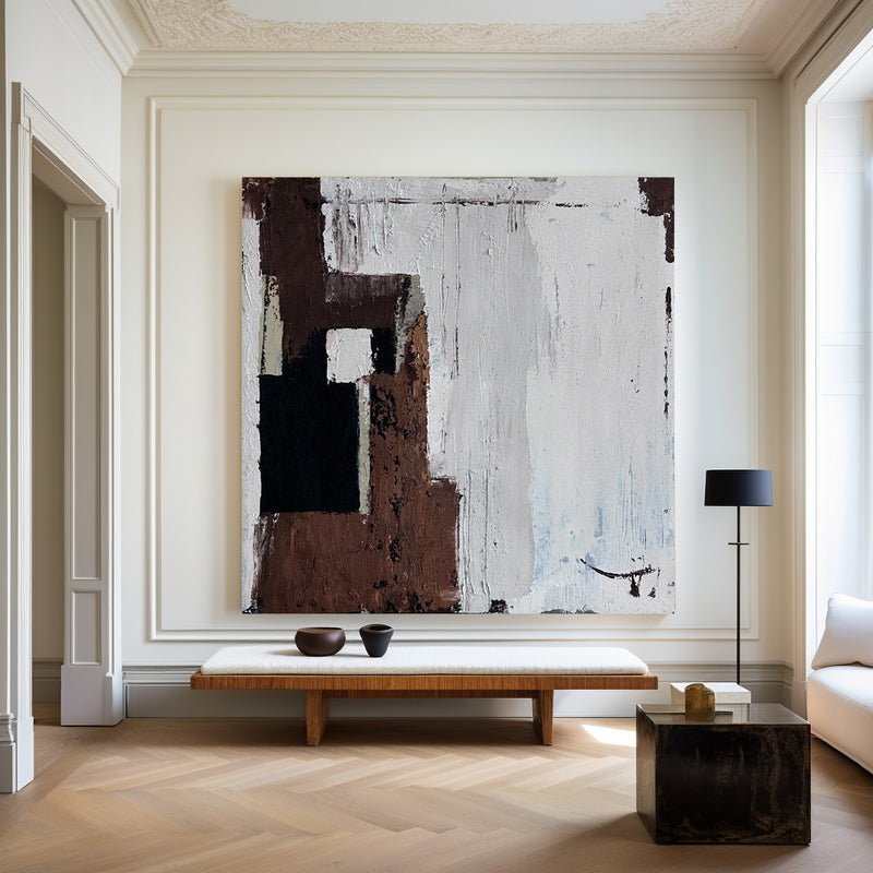 Brown Beige Minimalist Art Abstract Minimalist Painting On Canvas Acrylic Painting For Livingroom