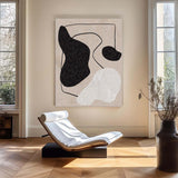 Large Plaster Art On Canvas Beige Abstract Painting White Minimalist Geometric Painting Black And White Cool Modern Abstract Minimalist Painting