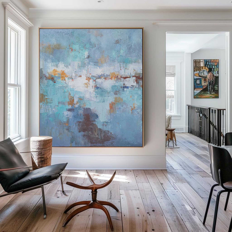 Big Acrylic Seascape Abstract Paintings Extra Large Coastal Wall Art Canvas