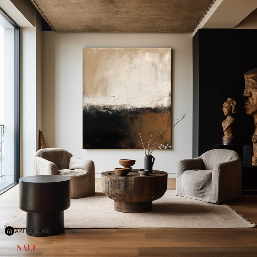 Wabi Sabi Beige Brown Texture Wall Art Abstract Wabi Sabi Painting Beige Brown Acrylic Painting