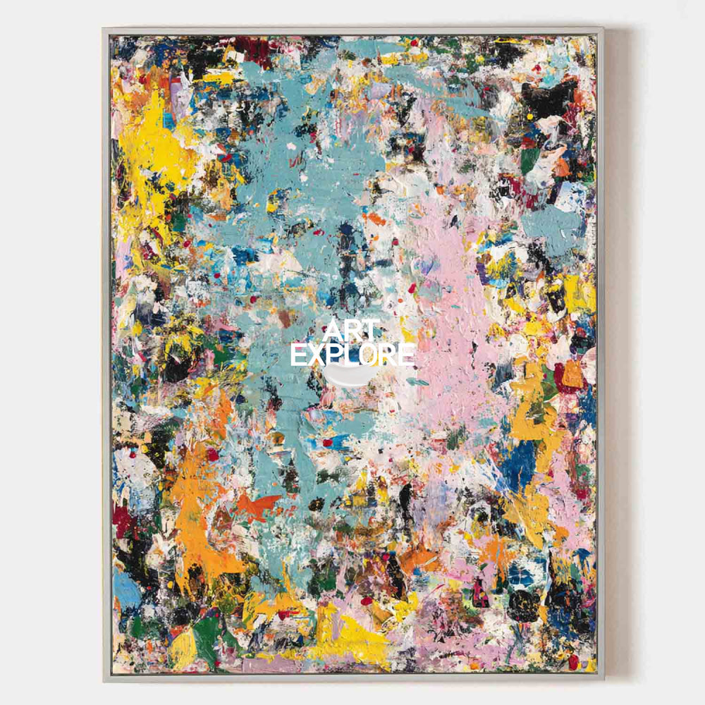 Vibrant Modern Abstract Art With Rich Textured Oil Painting For Contemporary Living Room Decor