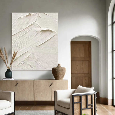 Wabi-Sabi White wall art White 3D wall art White textured wall art Large White Abstract Painting White Minimalist Painting