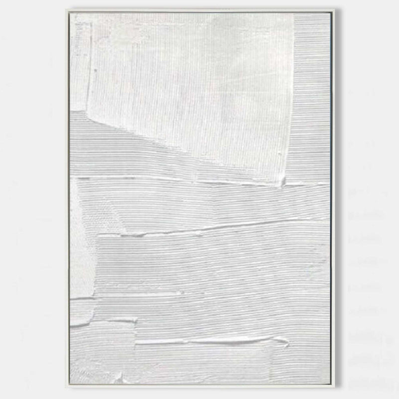Large Plaster Art On Canvas White Abstract Painting White Minimalist Painting White 3D Textured Painting white wall art White abstract canvas art